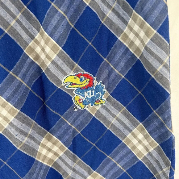 KU Jayhawks Sleep Pants Women's Small Blue Plaid Pull On Drawstring Cotton Blend - Picture 4 of 10